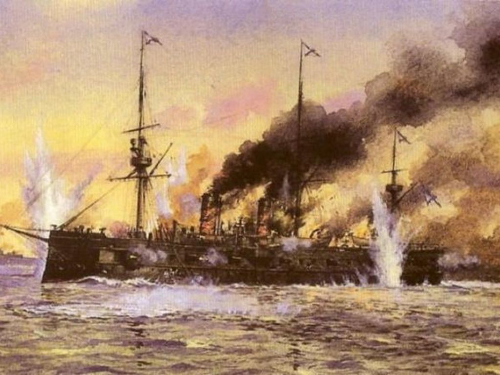 Сражение в цусимском проливе. Крейсер Варяг Цусимское сражение. Цусимское сражение 1905.
